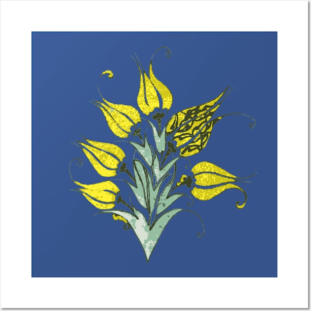 Yellow Tulips In Artistic Ottoman Turkish Style Wall Art by taiche